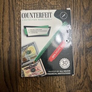Smart Money Counterfeit Bill Detector Pen 30 Count Box New Markers
